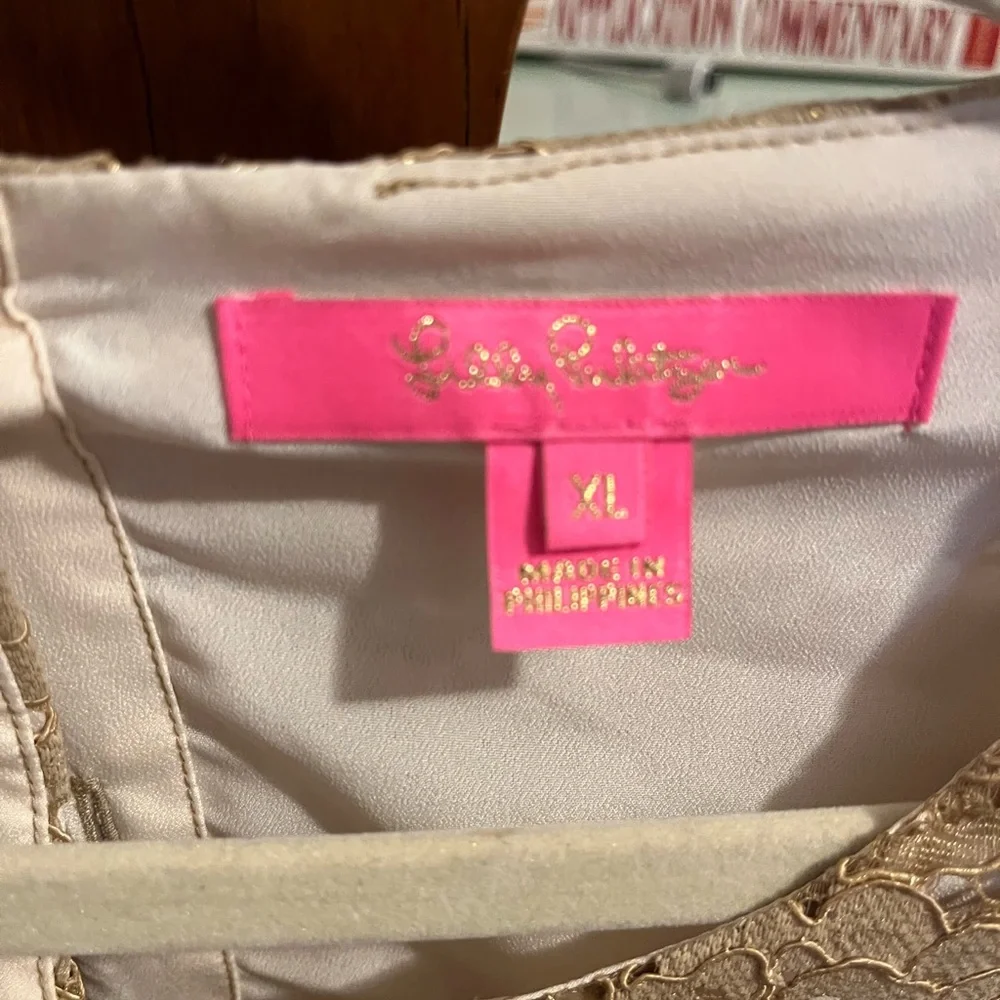 Lilly Pulitzer Beige Lace Long Sleeve Blouse